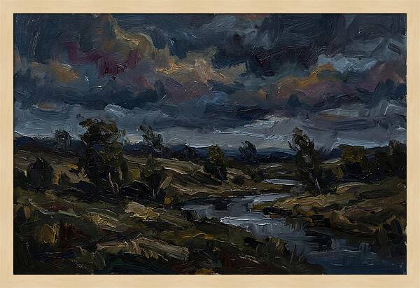 Dark Sky Over Serene Landscape