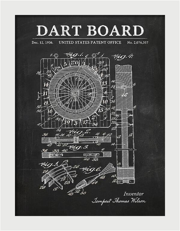 Dart Board Chalkboard Patent Us2076357a