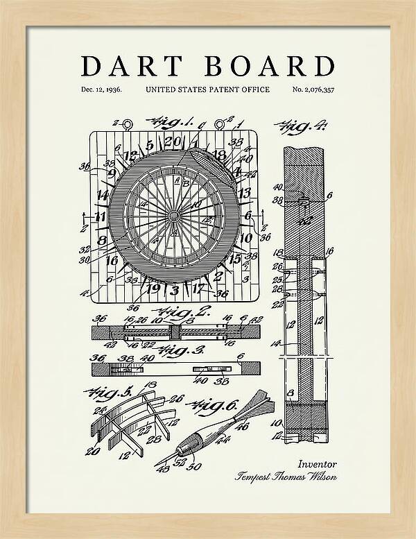 Dart Board Minimalist Patent Us2076357a