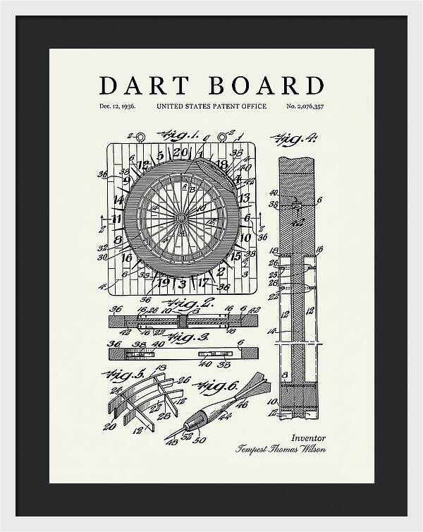 Dart Board Minimalist Patent Us2076357a