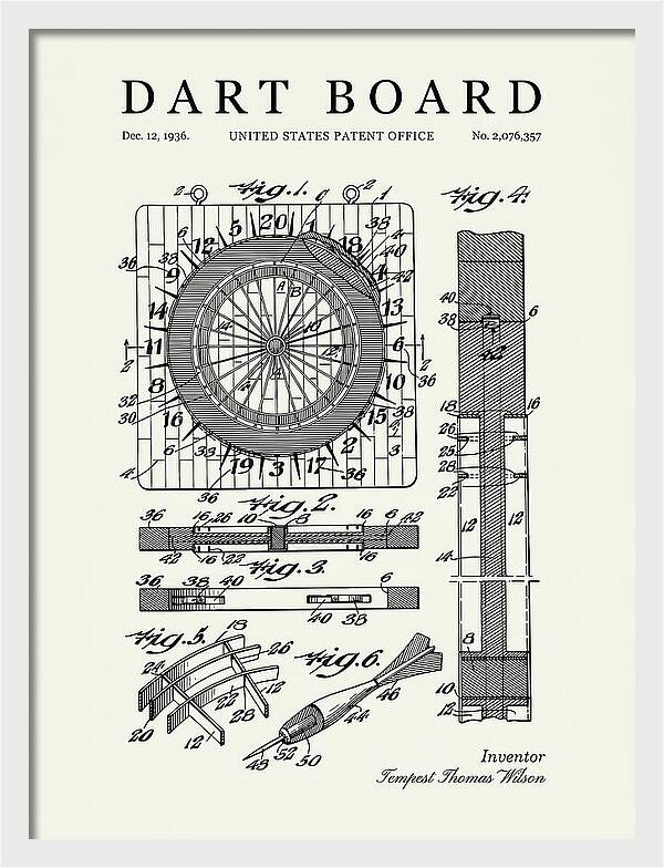 Dart Board Minimalist Patent Us2076357a