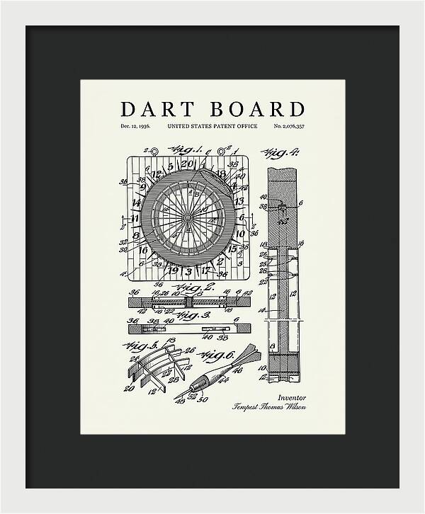 Dart Board Minimalist Patent Us2076357a