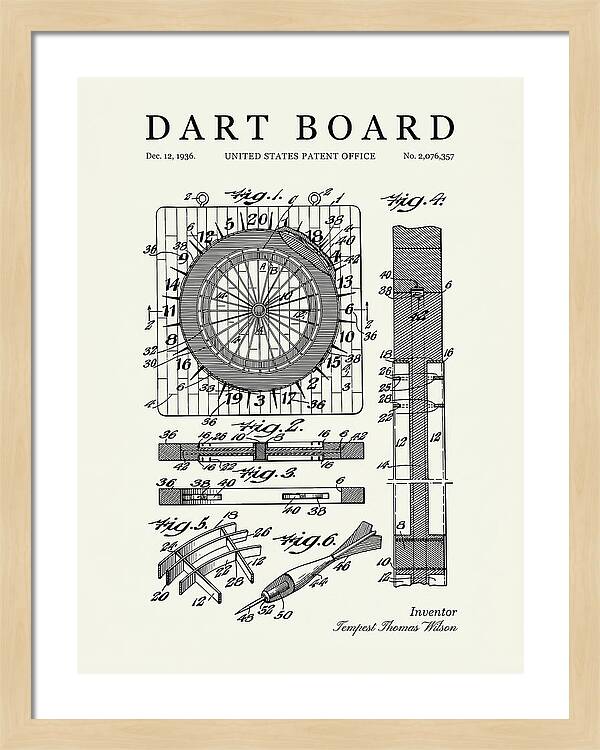 Dart Board Minimalist Patent Us2076357a