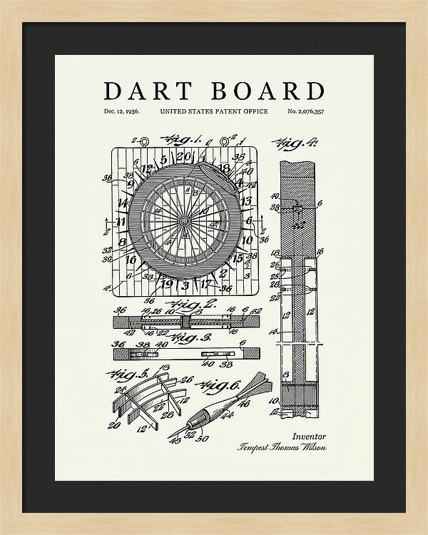 Dart Board Minimalist Patent Us2076357a