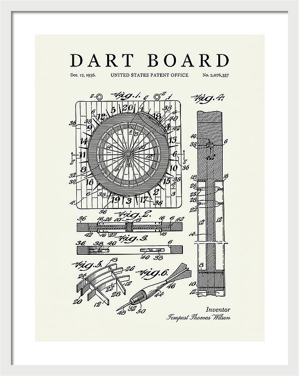 Dart Board Minimalist Patent Us2076357a