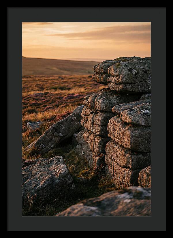 Dartmoor Rock Outcrop At Sunset