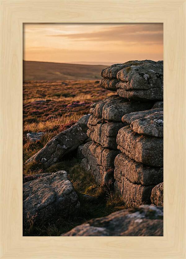 Dartmoor Rock Outcrop At Sunset