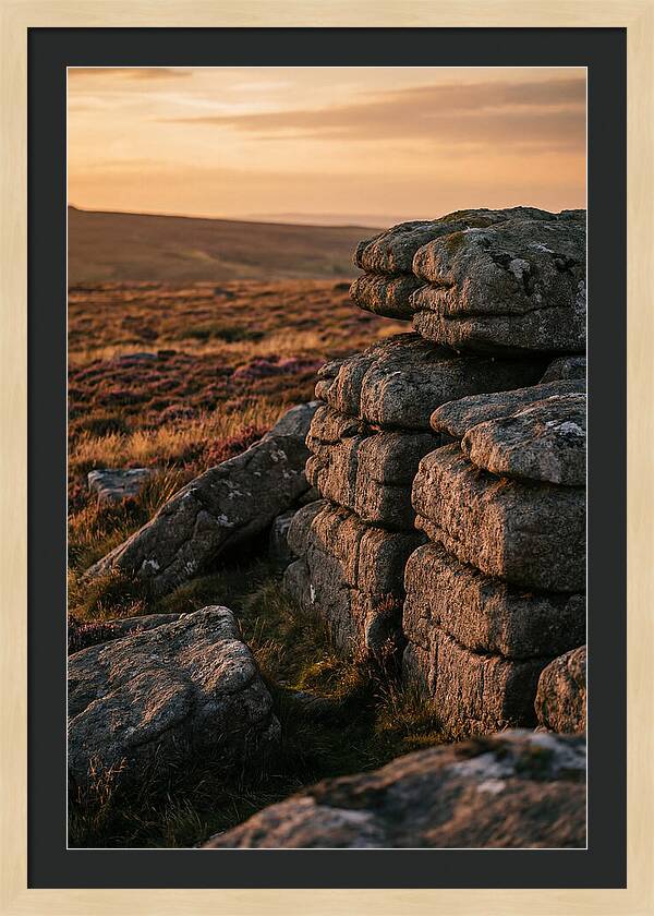 Dartmoor Rock Outcrop At Sunset