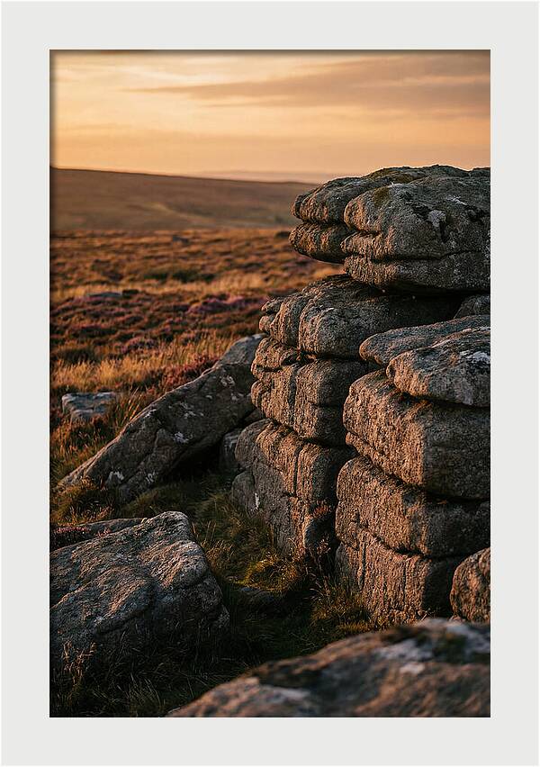 Dartmoor Rock Outcrop At Sunset