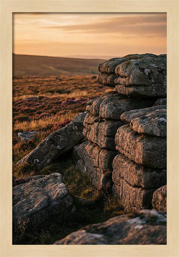 Dartmoor Rock Outcrop At Sunset