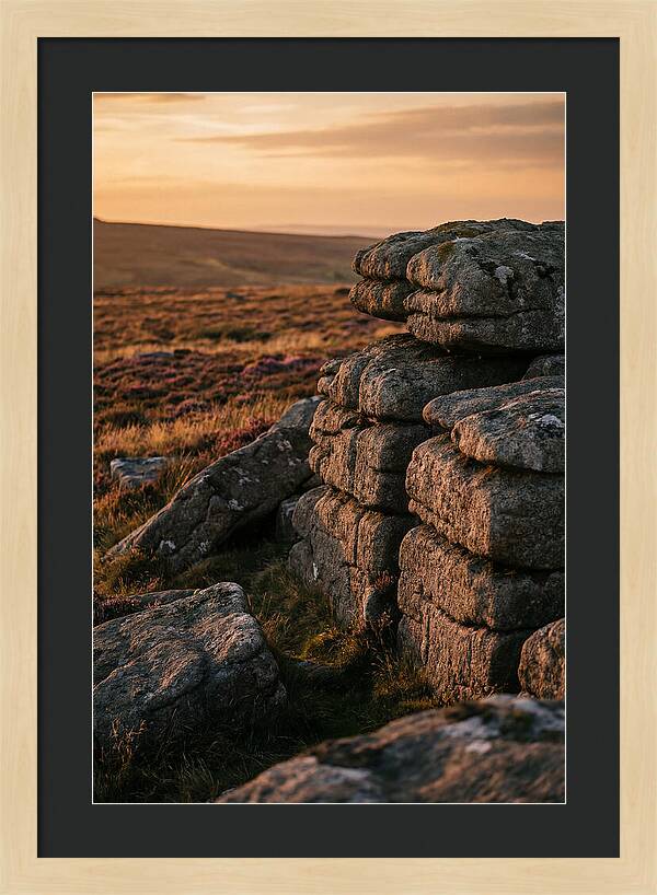 Dartmoor Rock Outcrop At Sunset