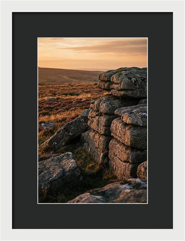 Dartmoor Rock Outcrop At Sunset