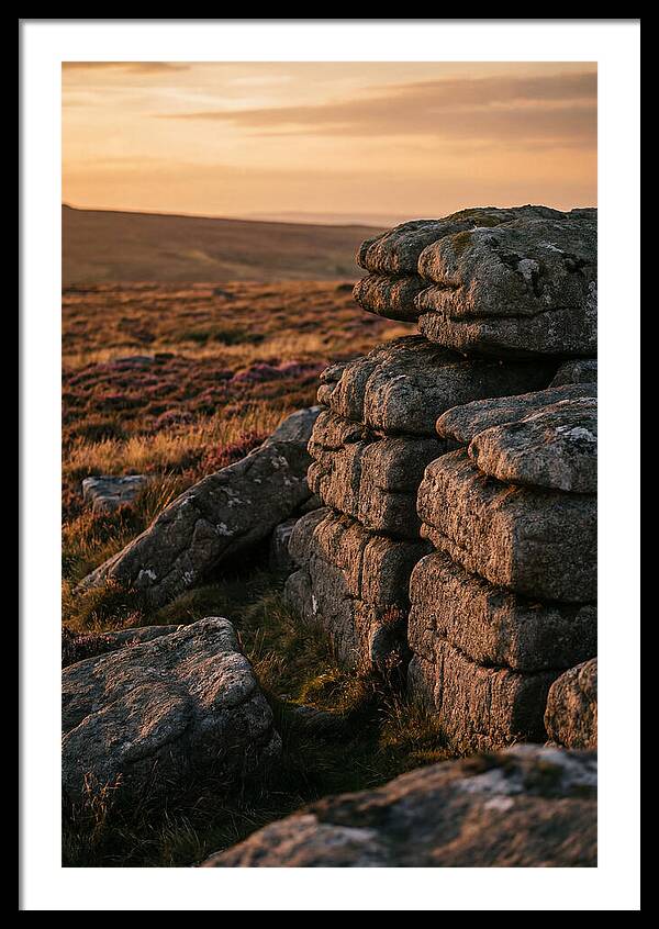 Dartmoor Rock Outcrop At Sunset