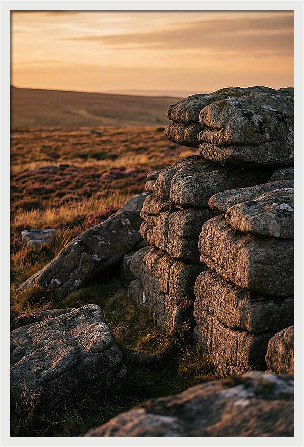 Dartmoor Rock Outcrop At Sunset