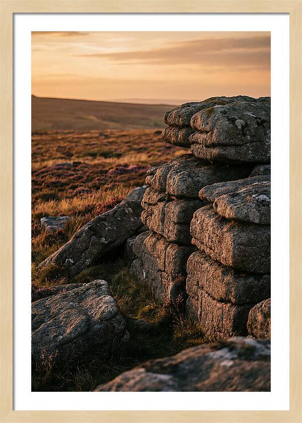 Dartmoor Rock Outcrop At Sunset