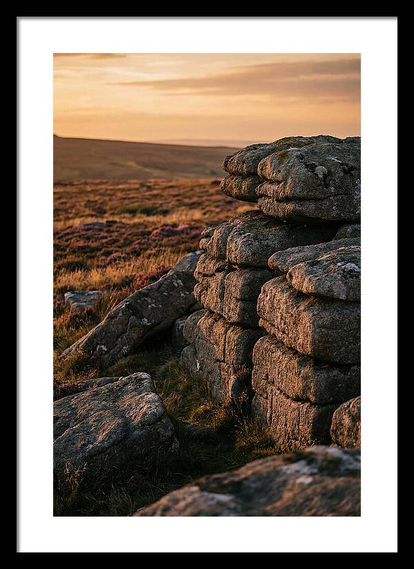 Dartmoor Rock Outcrop At Sunset