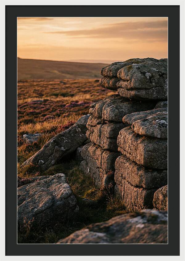 Dartmoor Rock Outcrop At Sunset