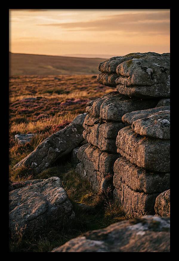 Dartmoor Rock Outcrop At Sunset