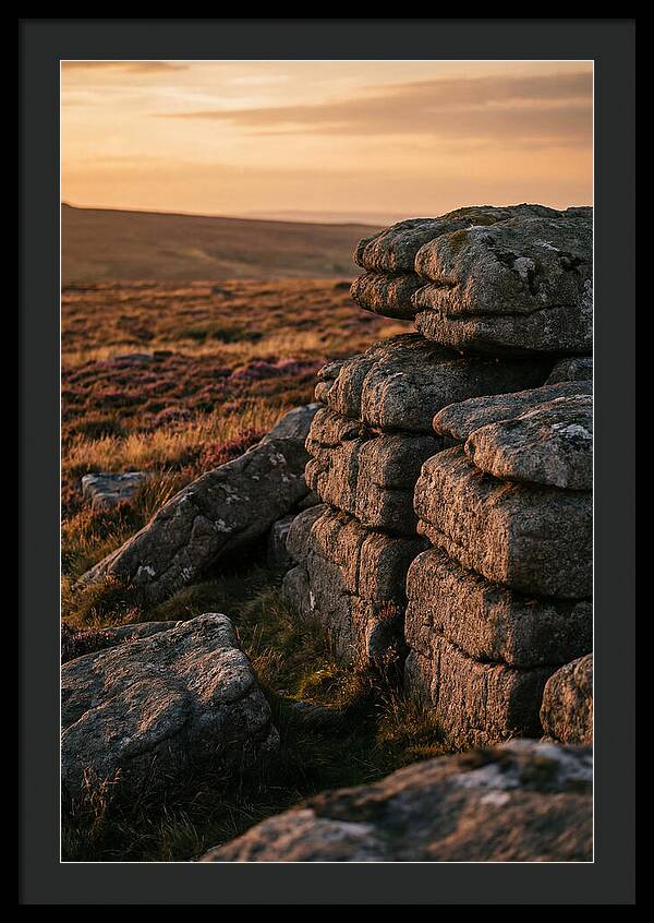 Dartmoor Rock Outcrop At Sunset