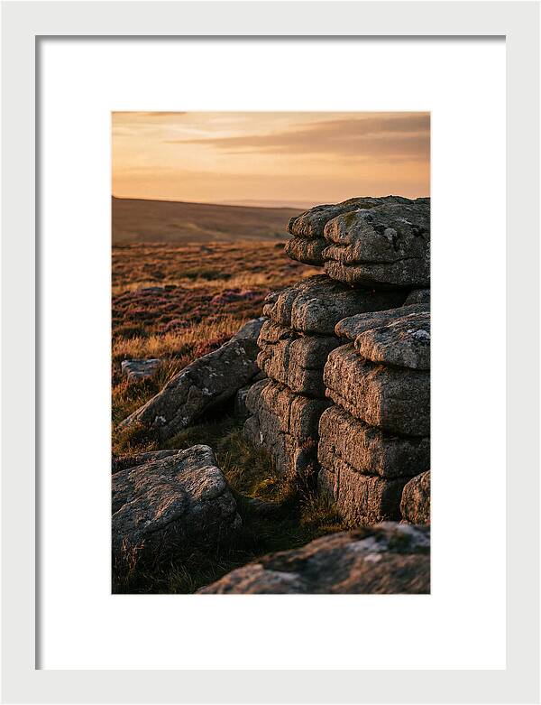 Dartmoor Rock Outcrop At Sunset