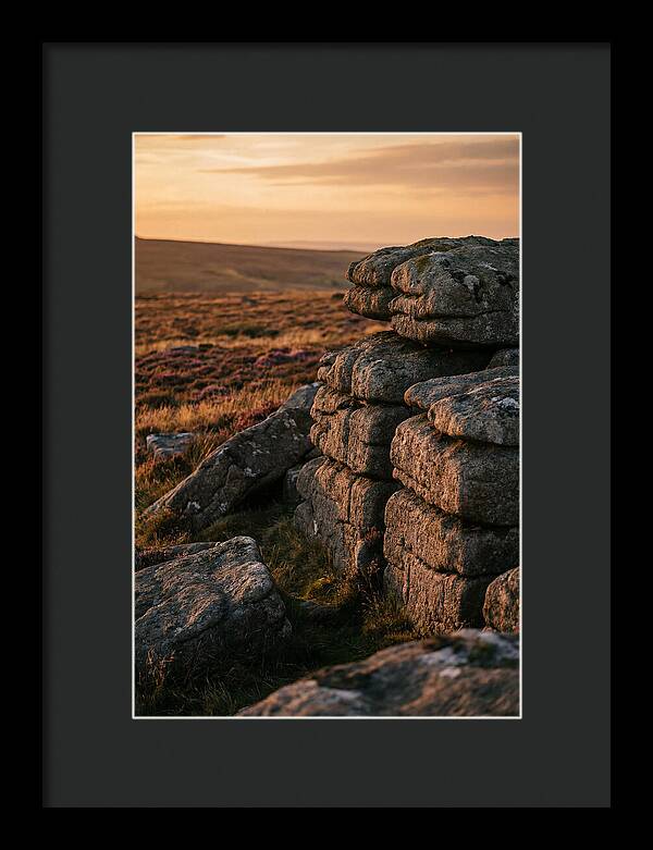 Dartmoor Rock Outcrop At Sunset