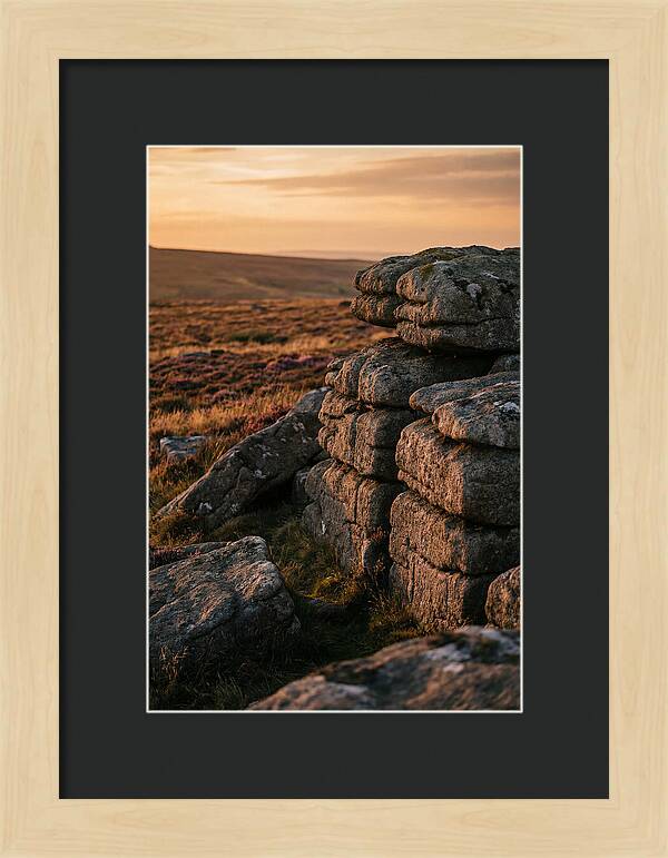 Dartmoor Rock Outcrop At Sunset