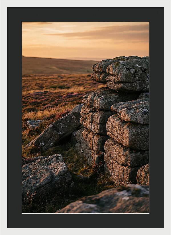 Dartmoor Rock Outcrop At Sunset