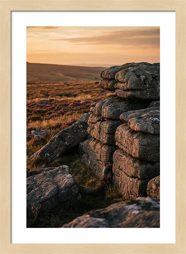 Dartmoor Rock Outcrop At Sunset