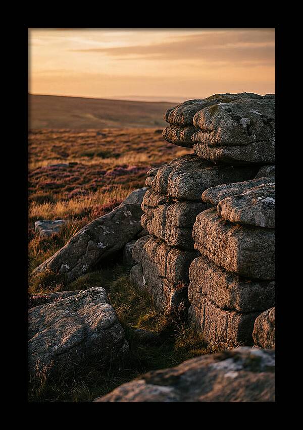 Dartmoor Rock Outcrop At Sunset