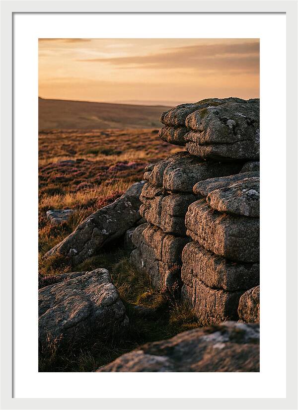 Dartmoor Rock Outcrop At Sunset