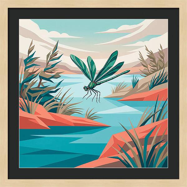 Dazzling Damselfly Over Water