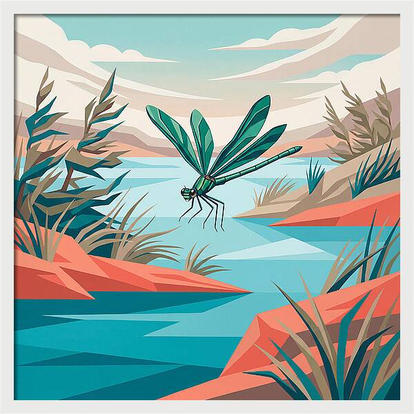 Dazzling Damselfly Over Water