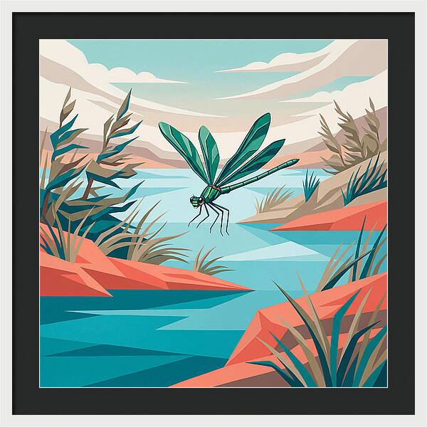 Dazzling Damselfly Over Water