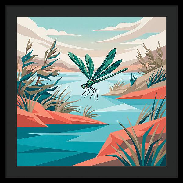 Dazzling Damselfly Over Water