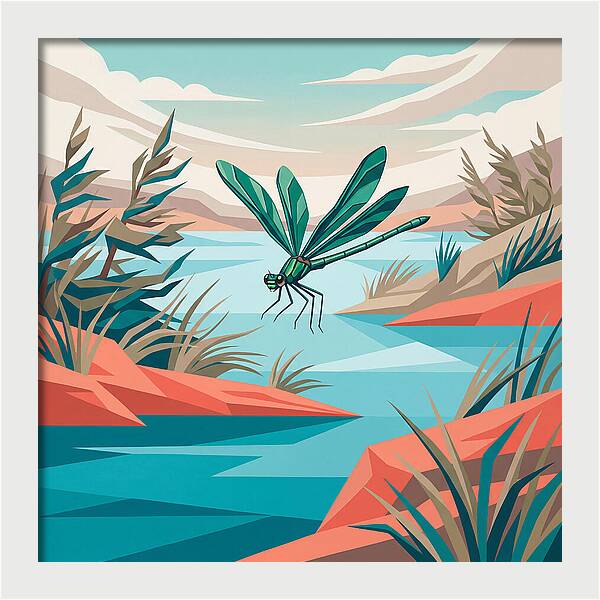 Dazzling Damselfly Over Water
