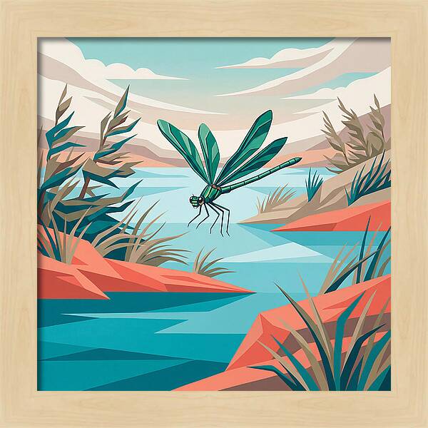 Dazzling Damselfly Over Water