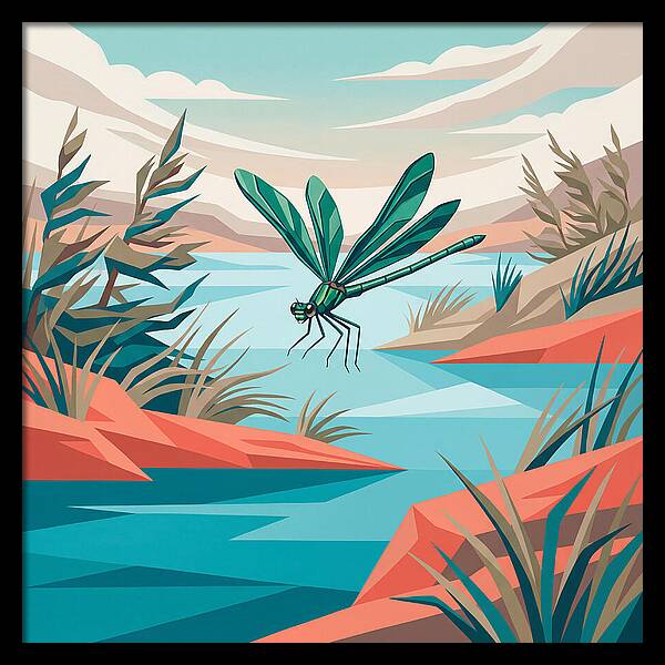 Dazzling Damselfly Over Water