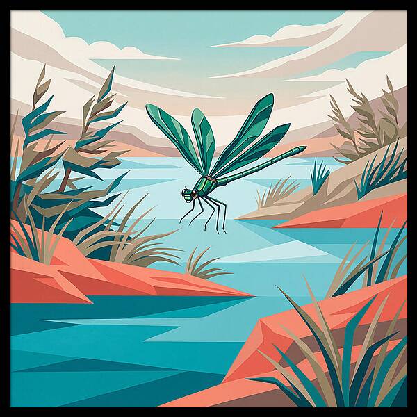 Dazzling Damselfly Over Water