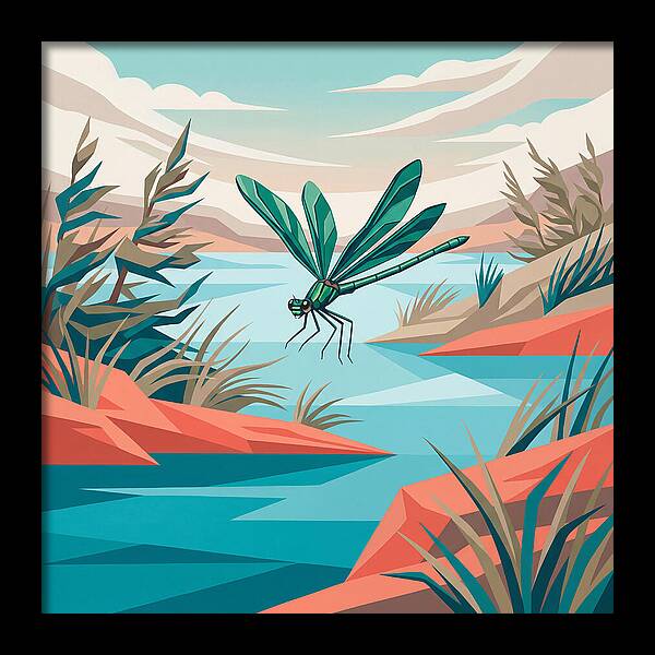 Dazzling Damselfly Over Water