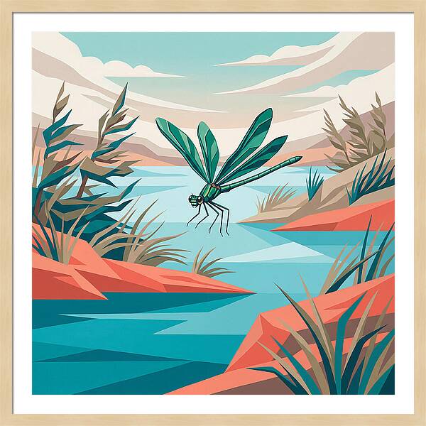 Dazzling Damselfly Over Water