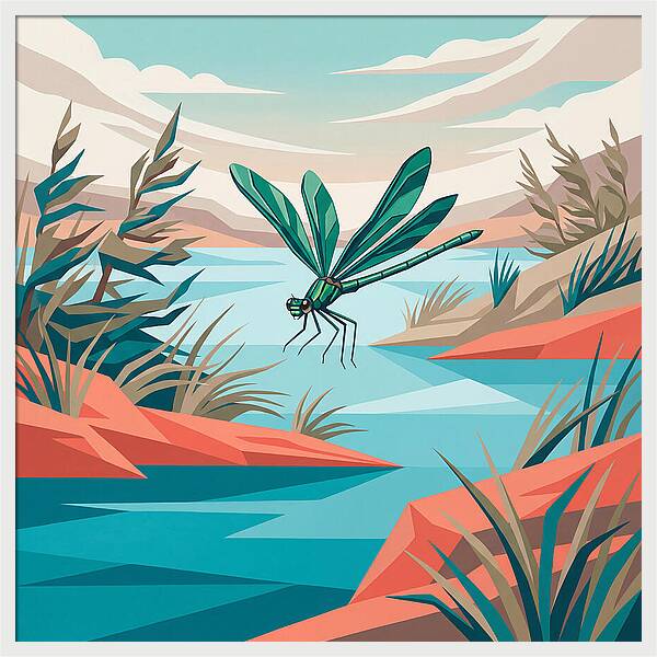 Dazzling Damselfly Over Water
