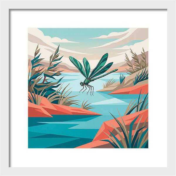 Dazzling Damselfly Over Water