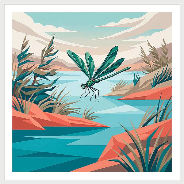 Dazzling Damselfly Over Water