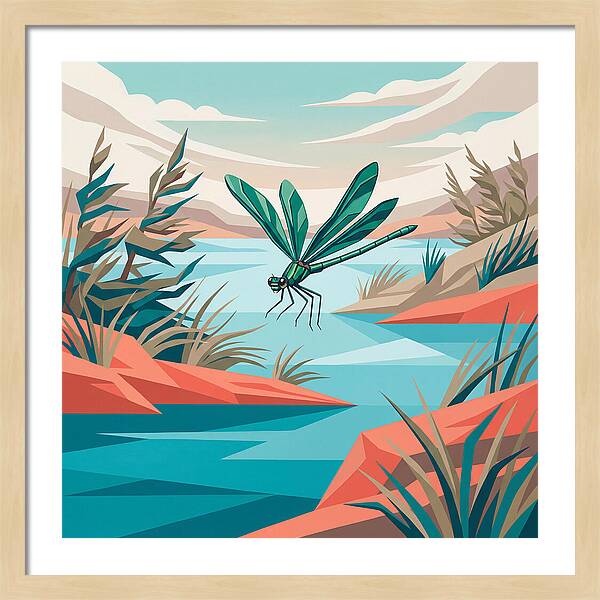 Dazzling Damselfly Over Water