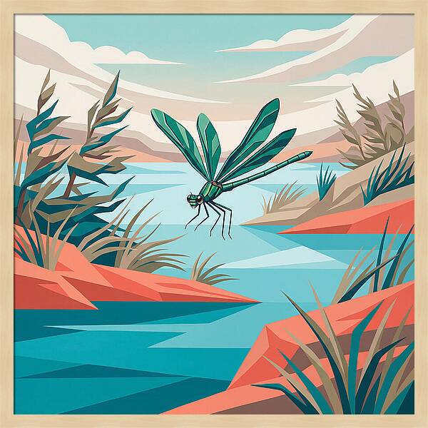 Dazzling Damselfly Over Water