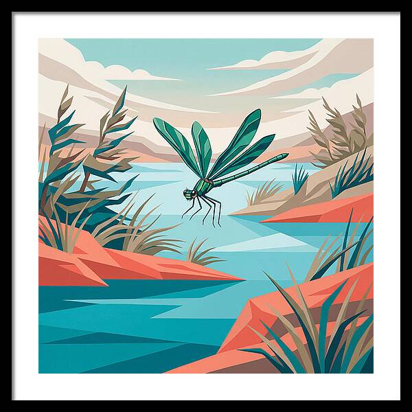 Dazzling Damselfly Over Water