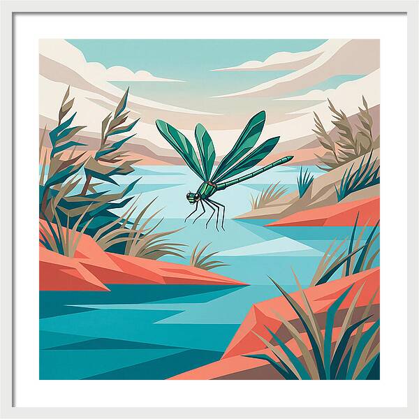 Dazzling Damselfly Over Water