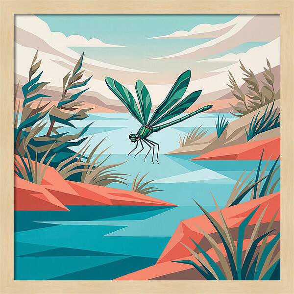 Dazzling Damselfly Over Water