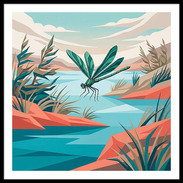 Dazzling Damselfly Over Water