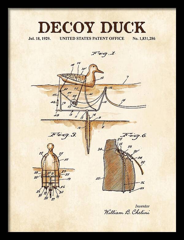 Decoy Duck Watercolor Patent Us1831286a